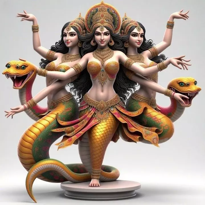 2022 Indian Serpent Woman Dancer on Pedestal 3D print model_31