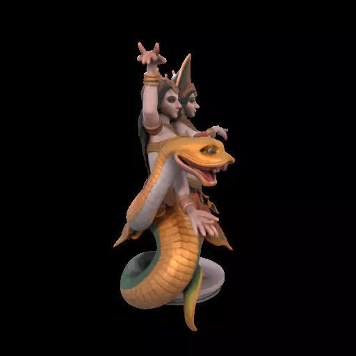 2022 Indian Serpent Woman Dancer on Pedestal 3D print model_27