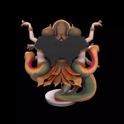 2022 Indian Serpent Woman Dancer on Pedestal 3D print model_7
