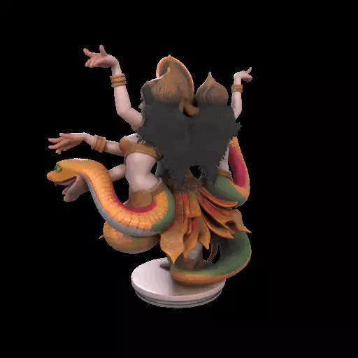 2022 Indian Serpent Woman Dancer on Pedestal 3D print model_11