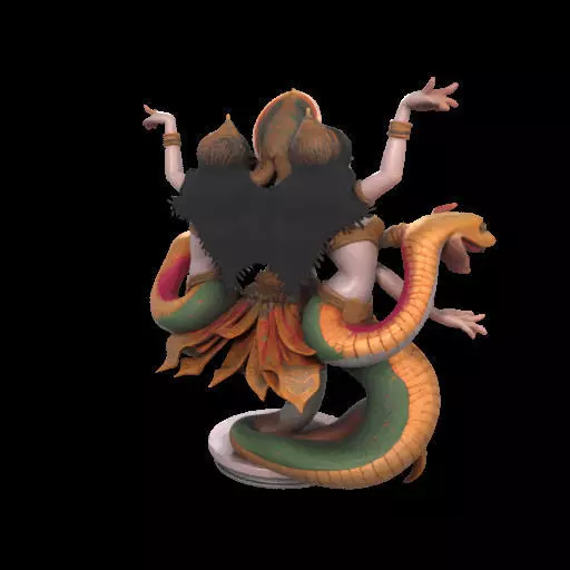 2022 Indian Serpent Woman Dancer on Pedestal 3D print model_4
