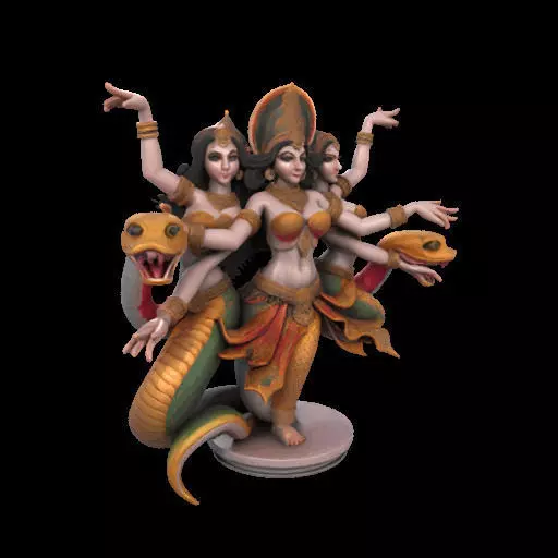 2022 Indian Serpent Woman Dancer on Pedestal 3D print model_23