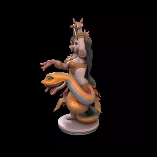 2022 Indian Serpent Woman Dancer on Pedestal 3D print model_15