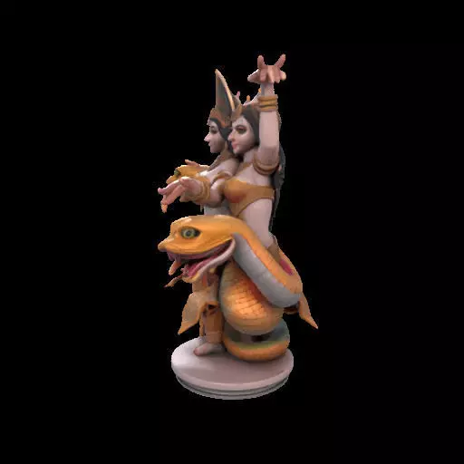 2022 Indian Serpent Woman Dancer on Pedestal 3D print model_16