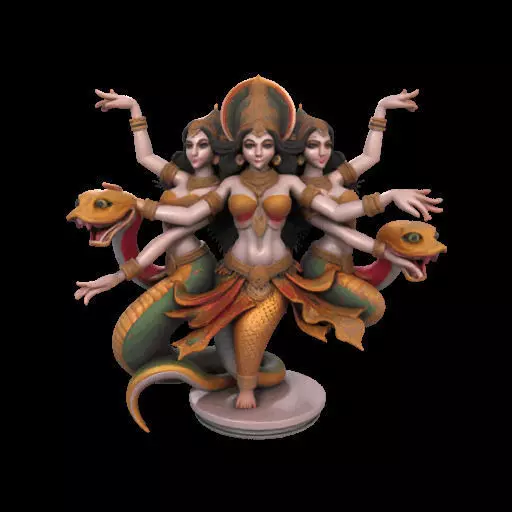 2022 Indian Serpent Woman Dancer on Pedestal 3D print model_0