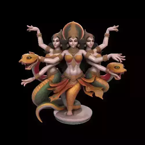 2022 Indian Serpent Woman Dancer on Pedestal