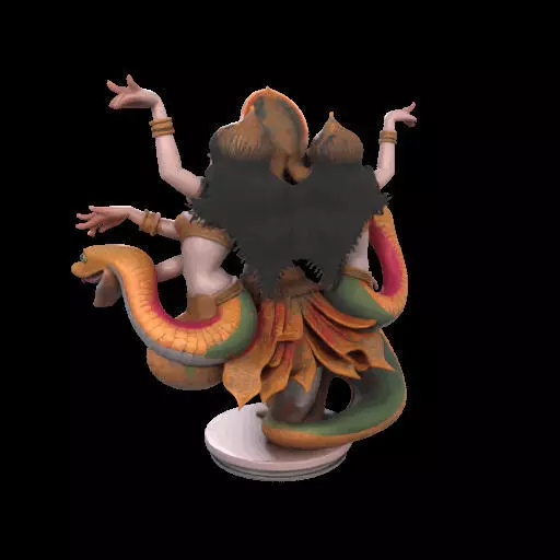 2022 Indian Serpent Woman Dancer on Pedestal 3D print model_10