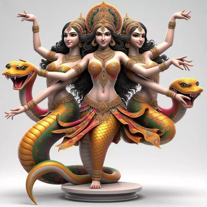 2022 Indian Serpent Woman Dancer on Pedestal 3D print model_33