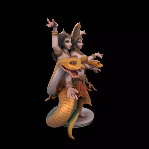 2022 Indian Serpent Woman Dancer on Pedestal 3D print model_26