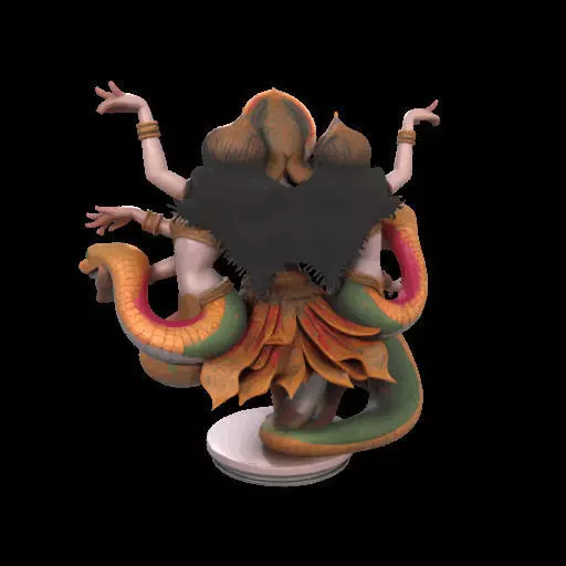 2022 Indian Serpent Woman Dancer on Pedestal 3D print model_9