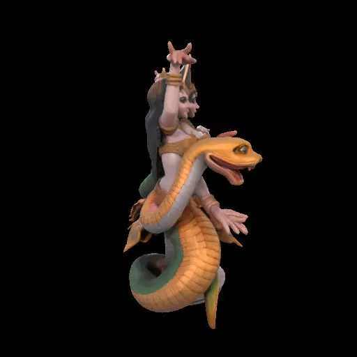 2022 Indian Serpent Woman Dancer on Pedestal 3D print model_28