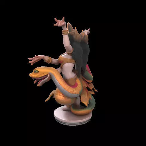 2022 Indian Serpent Woman Dancer on Pedestal 3D print model_14