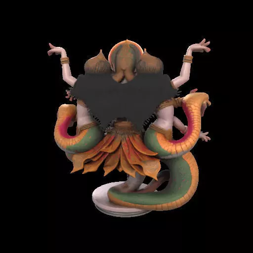 2022 Indian Serpent Woman Dancer on Pedestal 3D print model_6