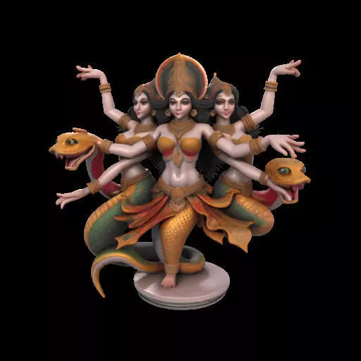2022 Indian Serpent Woman Dancer on Pedestal 3D print model_22