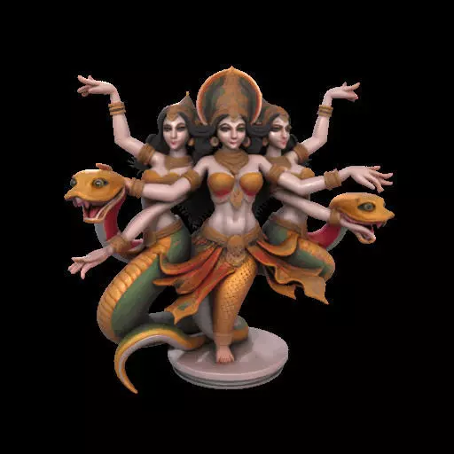 2022 Indian Serpent Woman Dancer on Pedestal 3D print model_1
