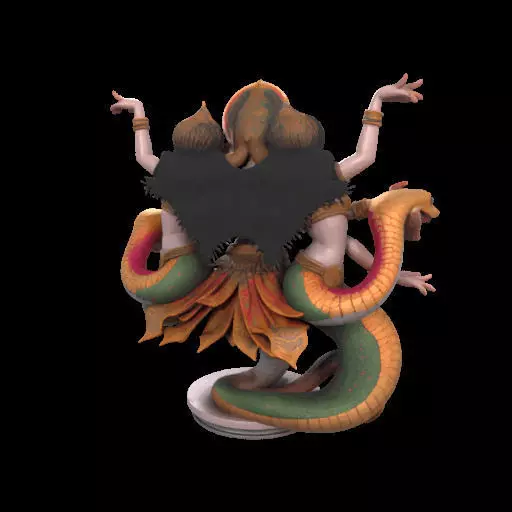 2022 Indian Serpent Woman Dancer on Pedestal 3D print model_5