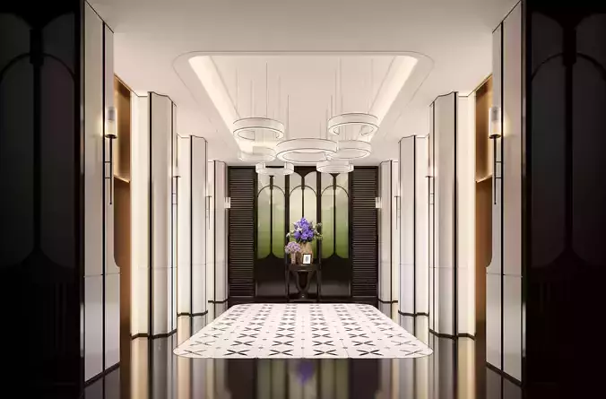 European-style elevator lobby