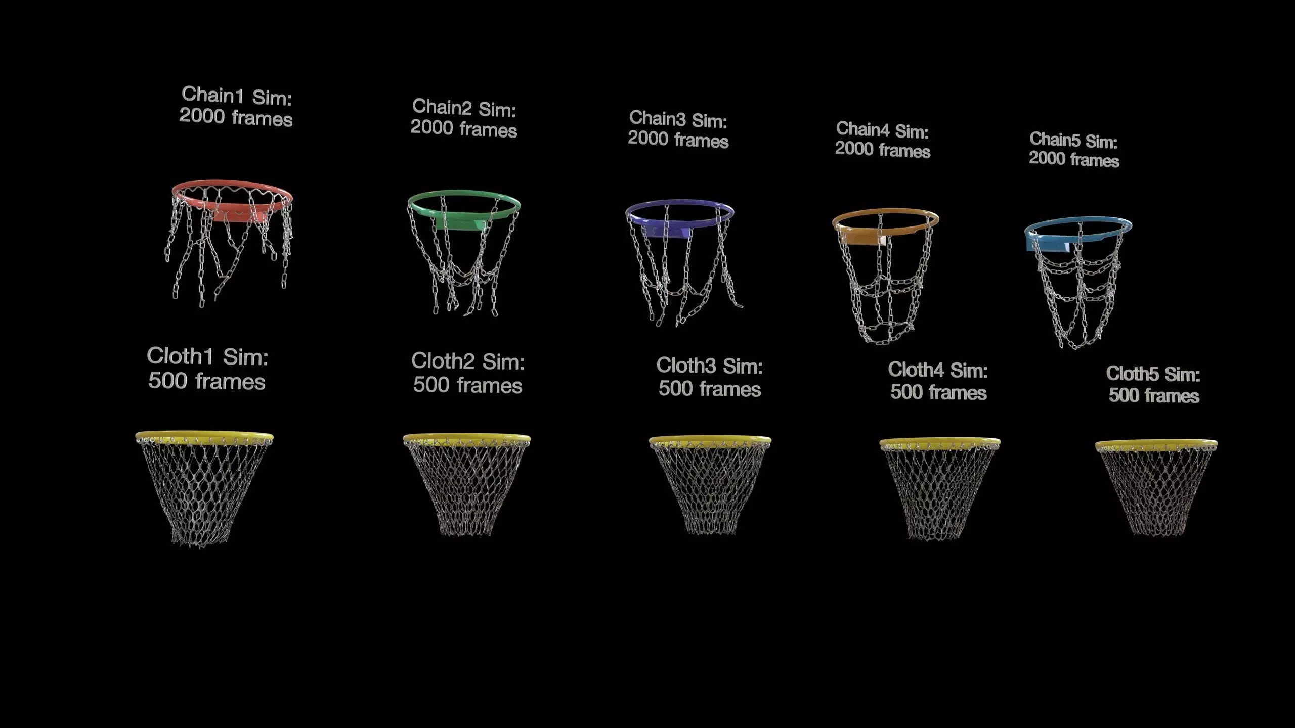 Basketball hoop net chain and cloth animation 10 assets Low-poly 3D model_21