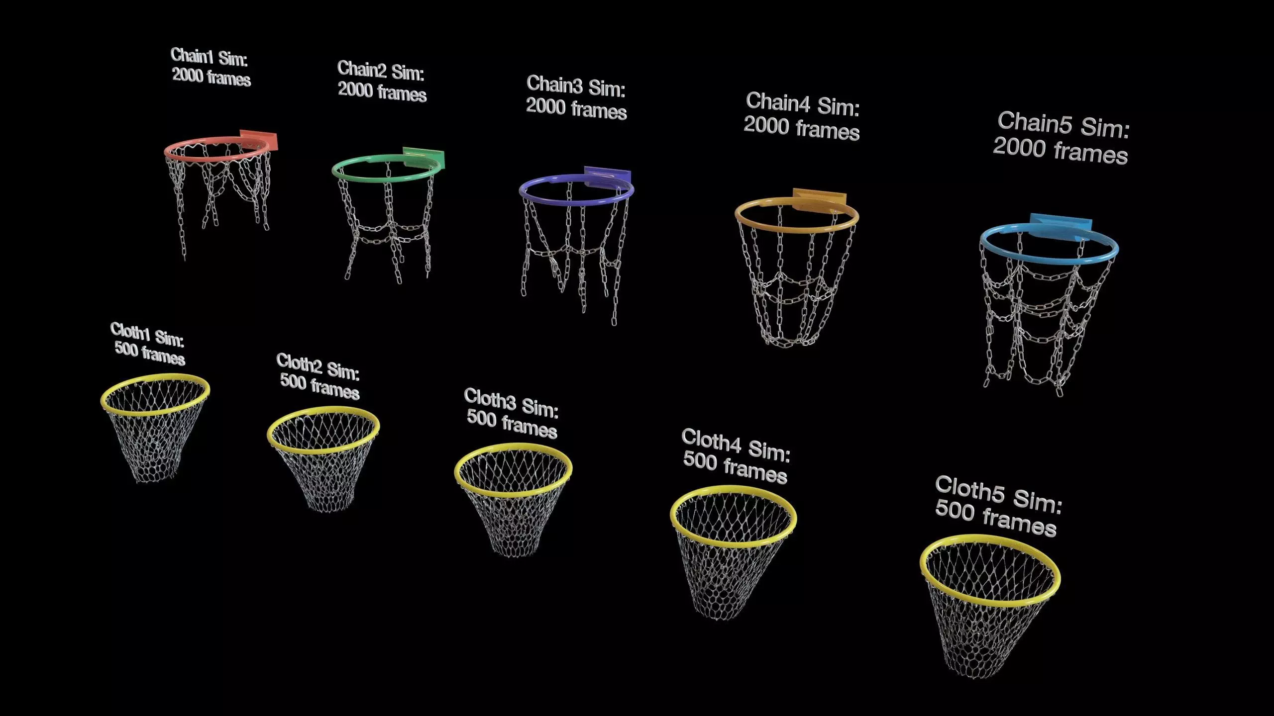 Basketball hoop net chain and cloth animation 10 assets Low-poly 3D model_33