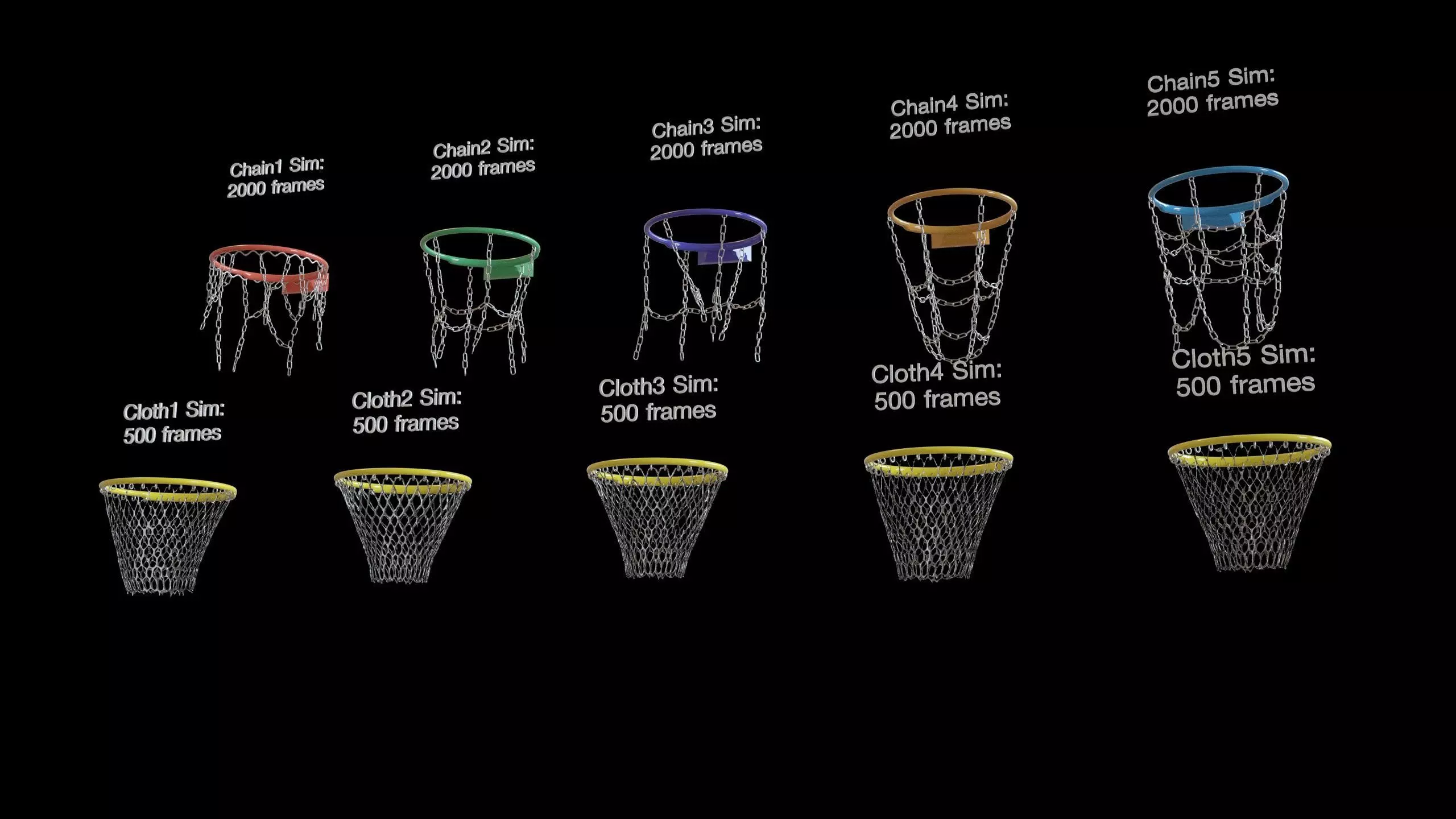 Basketball hoop net chain and cloth animation 10 assets Low-poly 3D model_29
