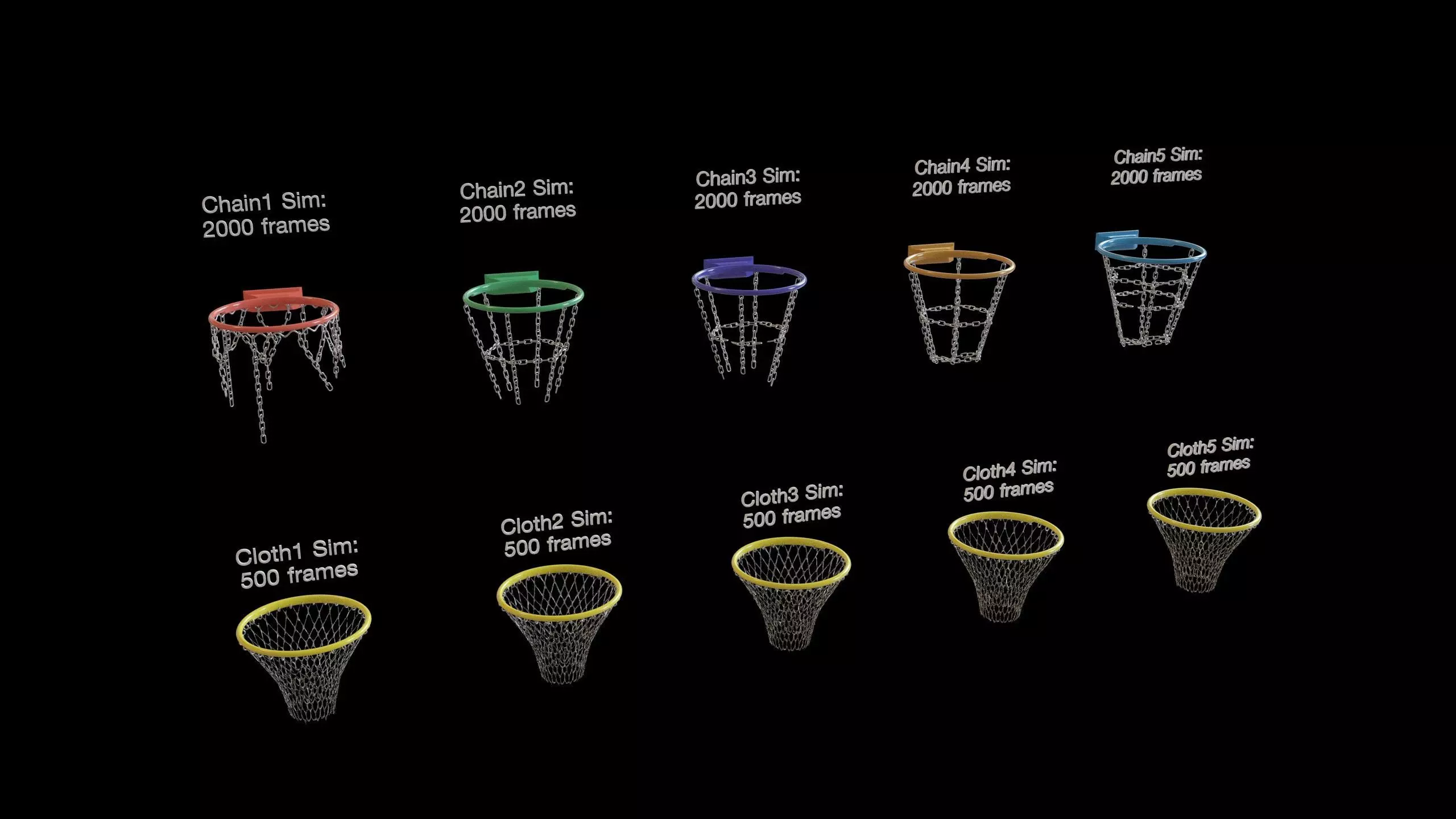 Basketball hoop net chain and cloth animation 10 assets Low-poly 3D model_17