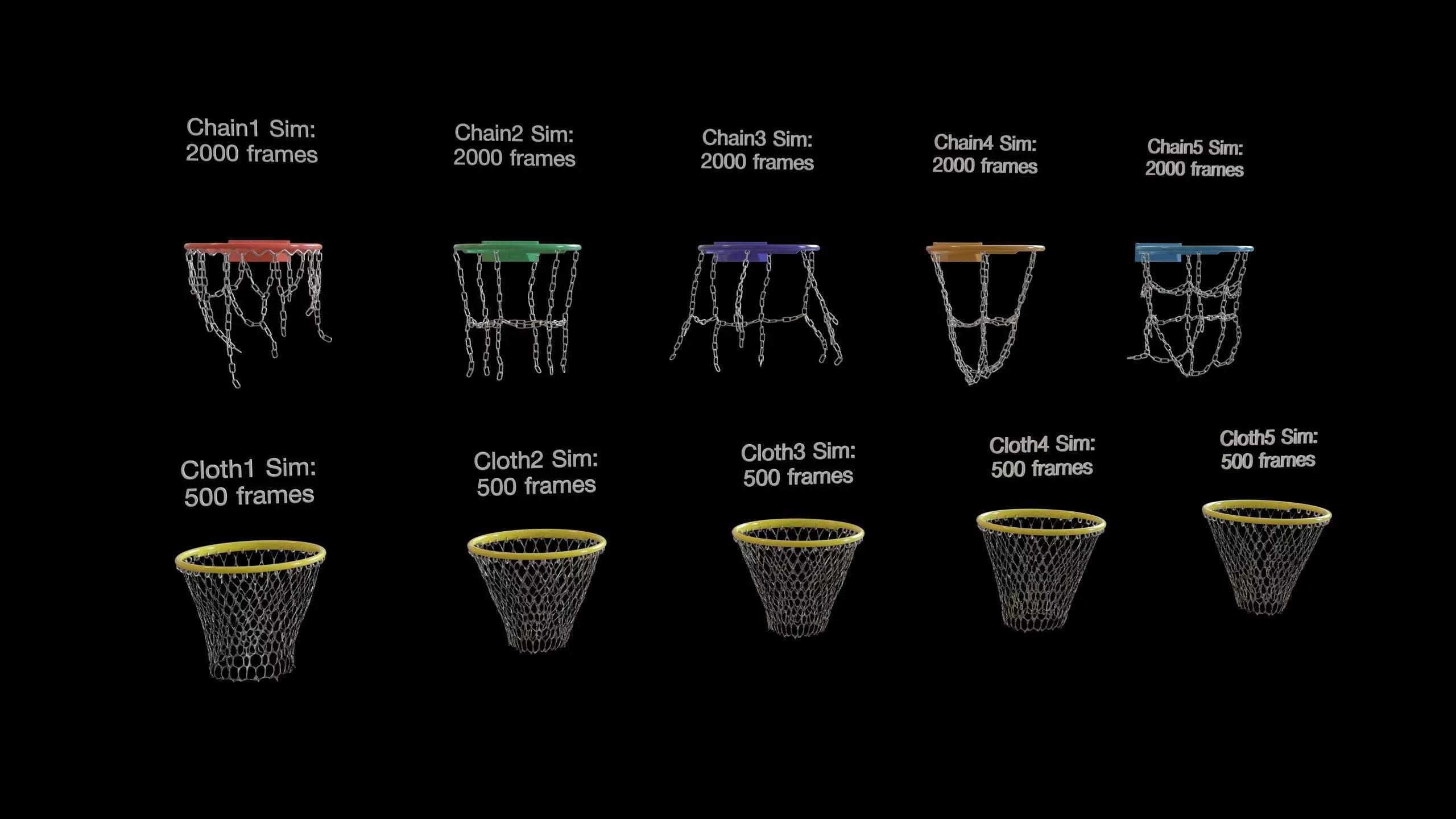 Basketball hoop net chain and cloth animation 10 assets Low-poly 3D model_19