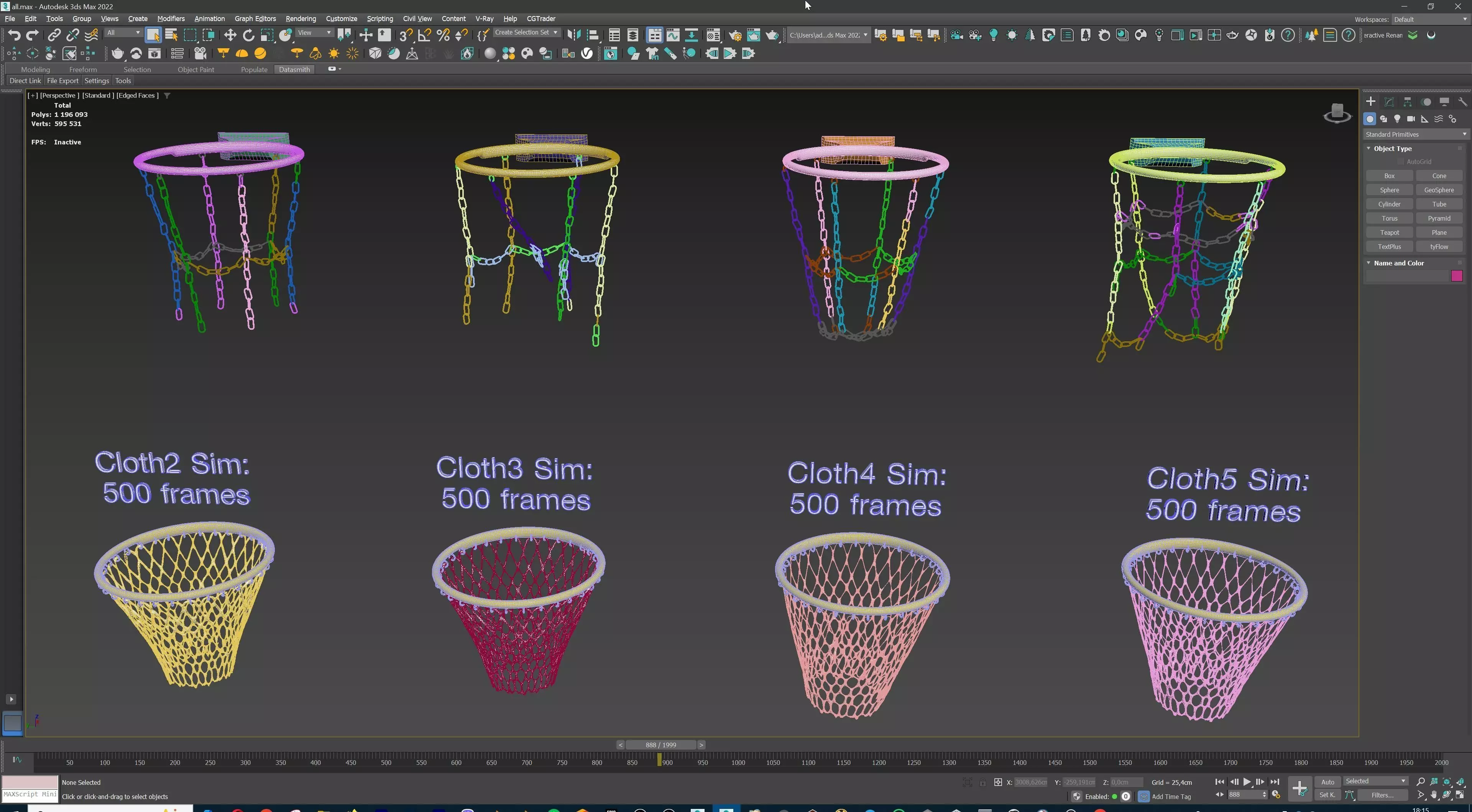 Basketball hoop net chain and cloth animation 10 assets Low-poly 3D model_43