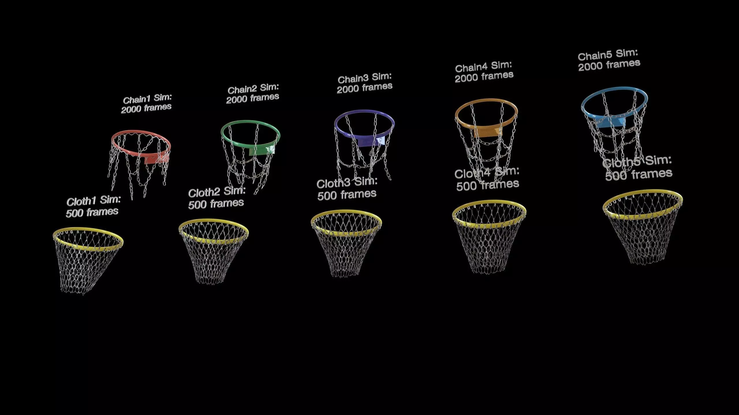 Basketball hoop net chain and cloth animation 10 assets Low-poly 3D model_28
