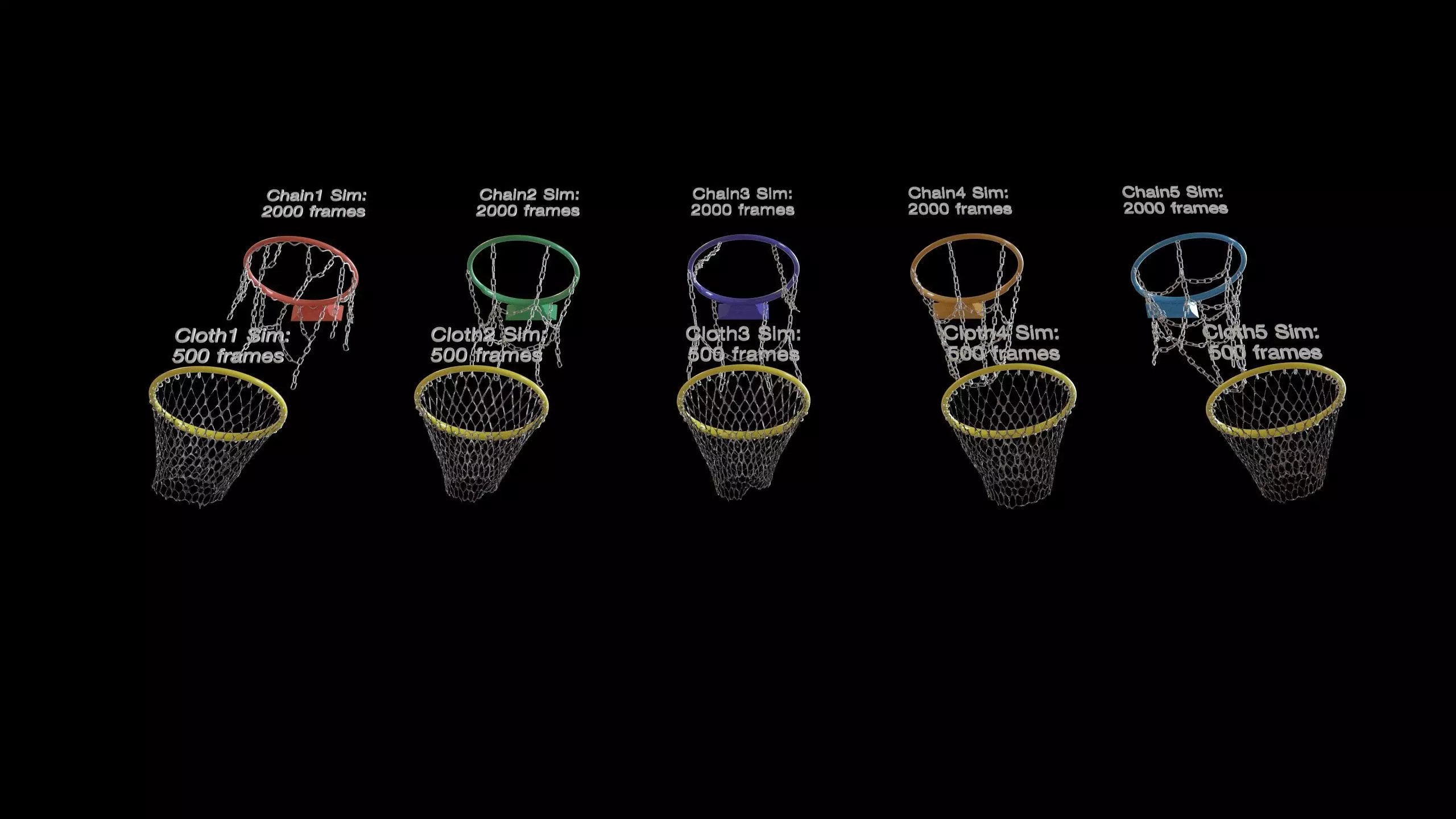 Basketball hoop net chain and cloth animation 10 assets Low-poly 3D model_26