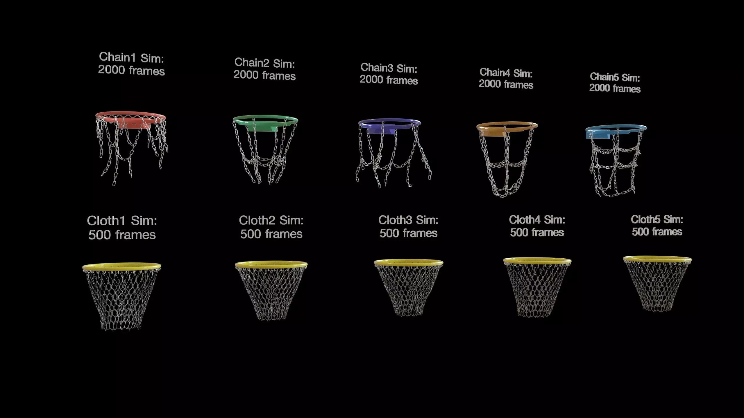 Basketball hoop net chain and cloth animation 10 assets Low-poly 3D model_20