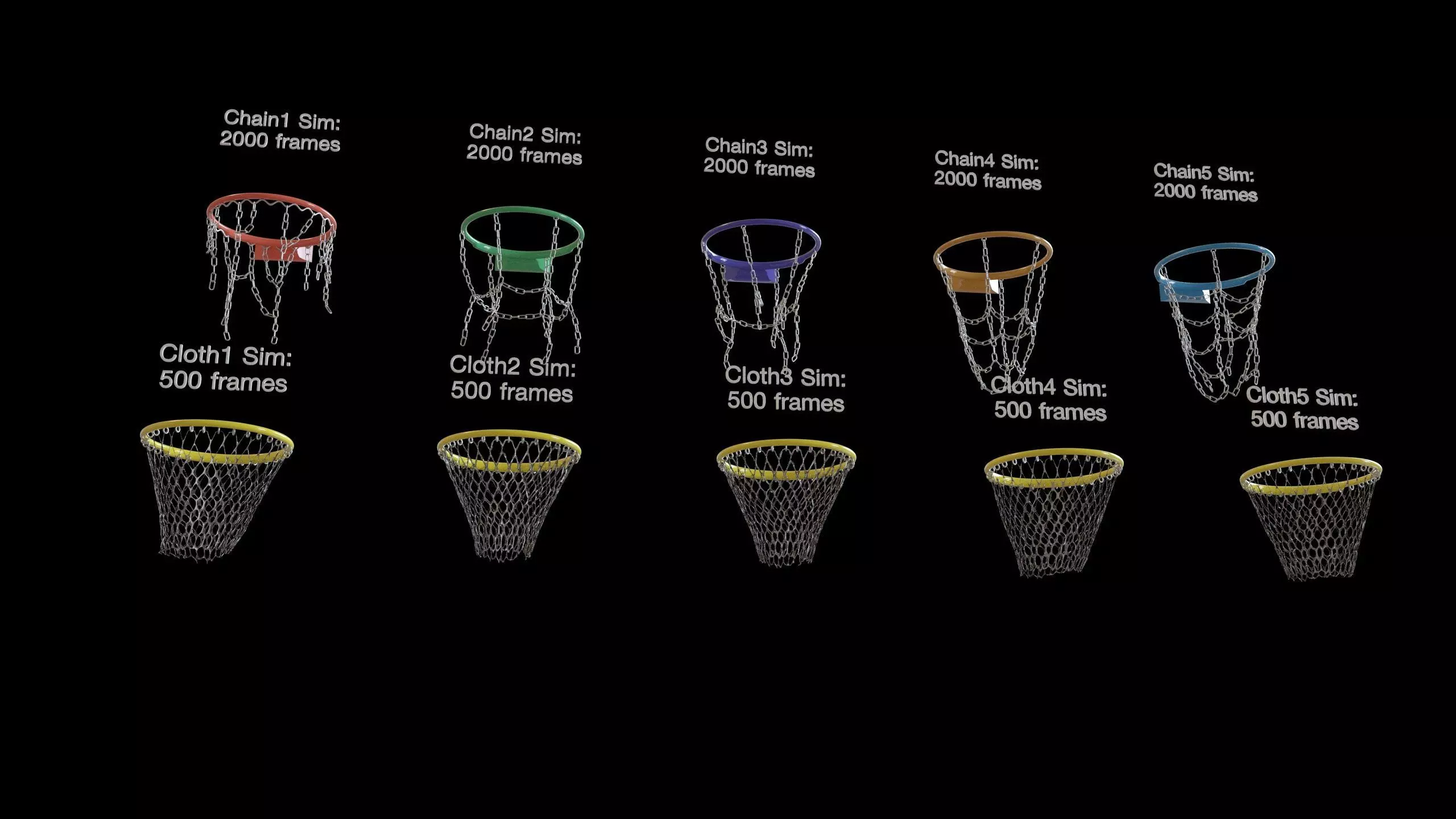 Basketball hoop net chain and cloth animation 10 assets Low-poly 3D model_23