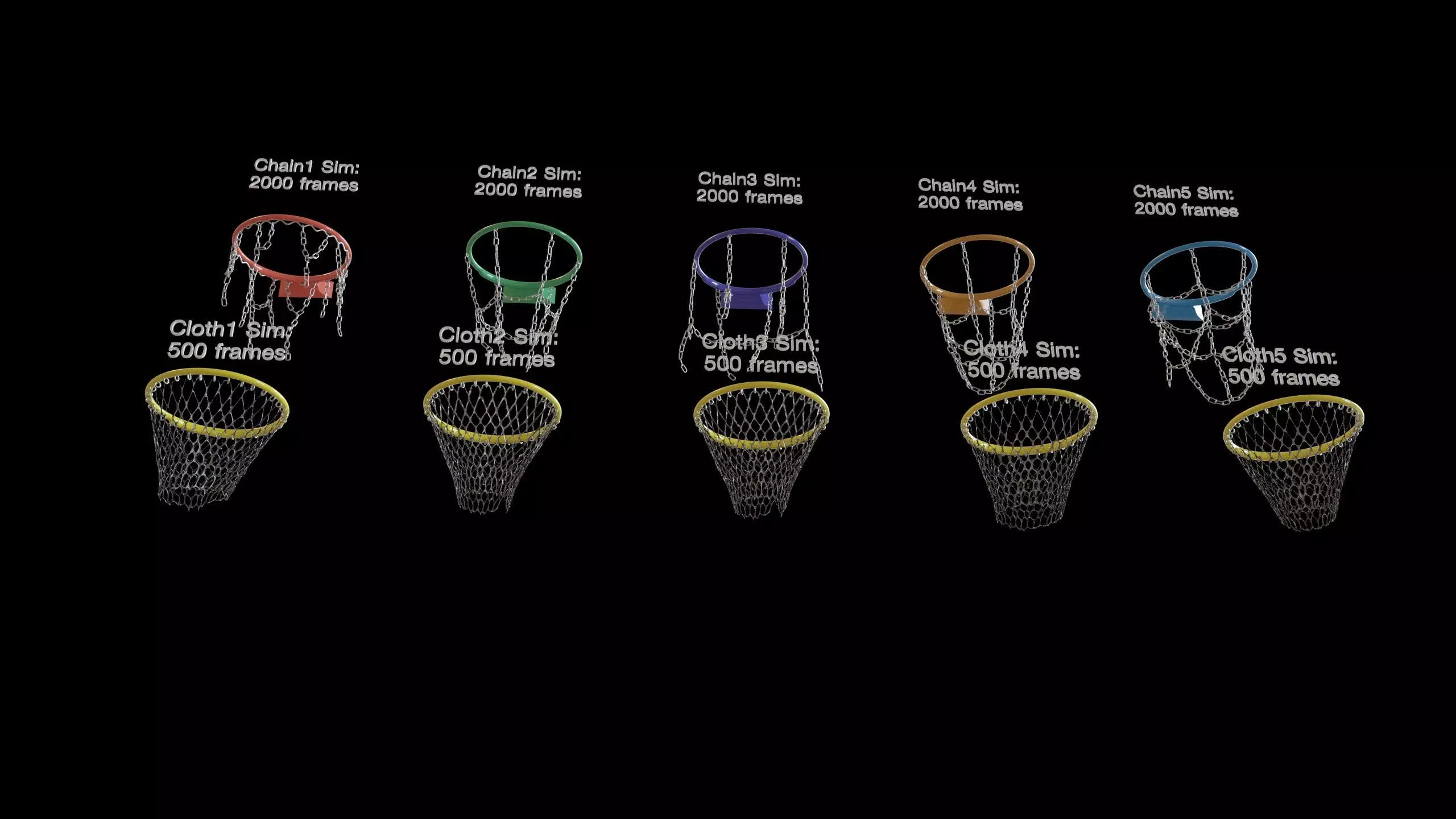 Basketball hoop net chain and cloth animation 10 assets Low-poly 3D model_25