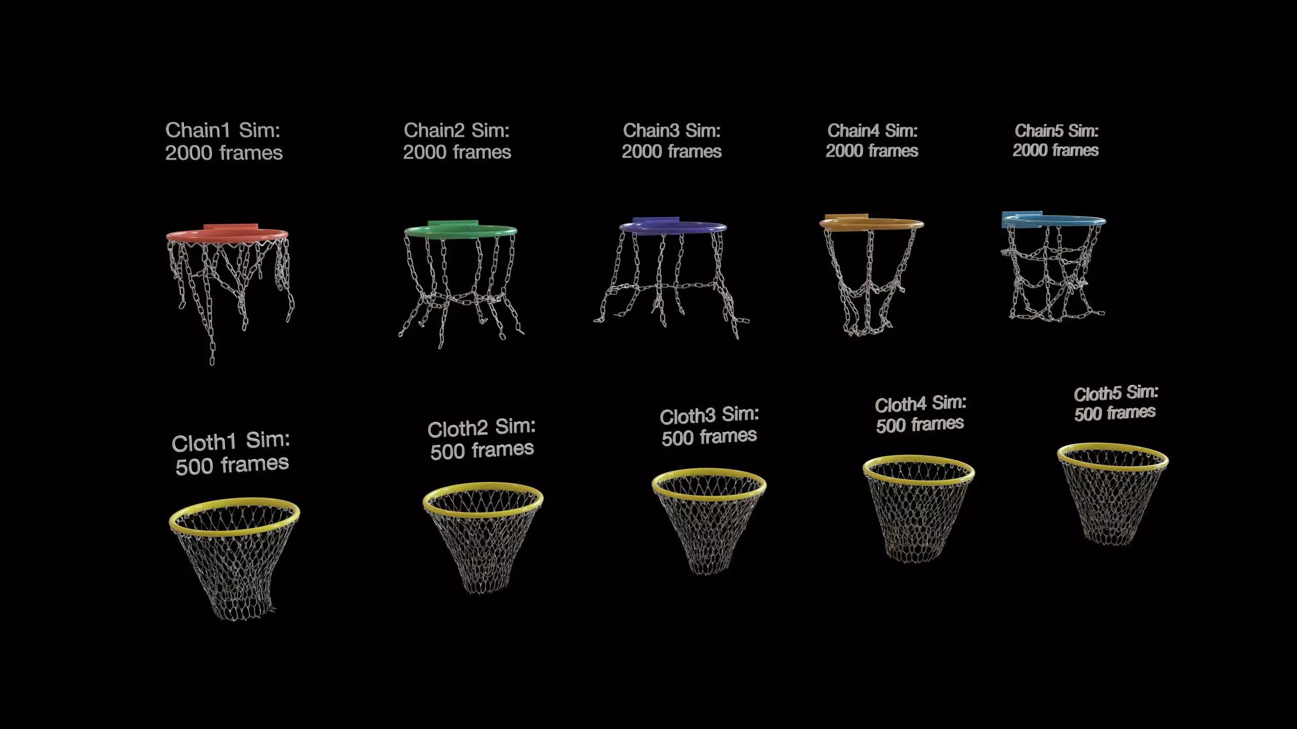 Basketball hoop net chain and cloth animation 10 assets Low-poly 3D model_18