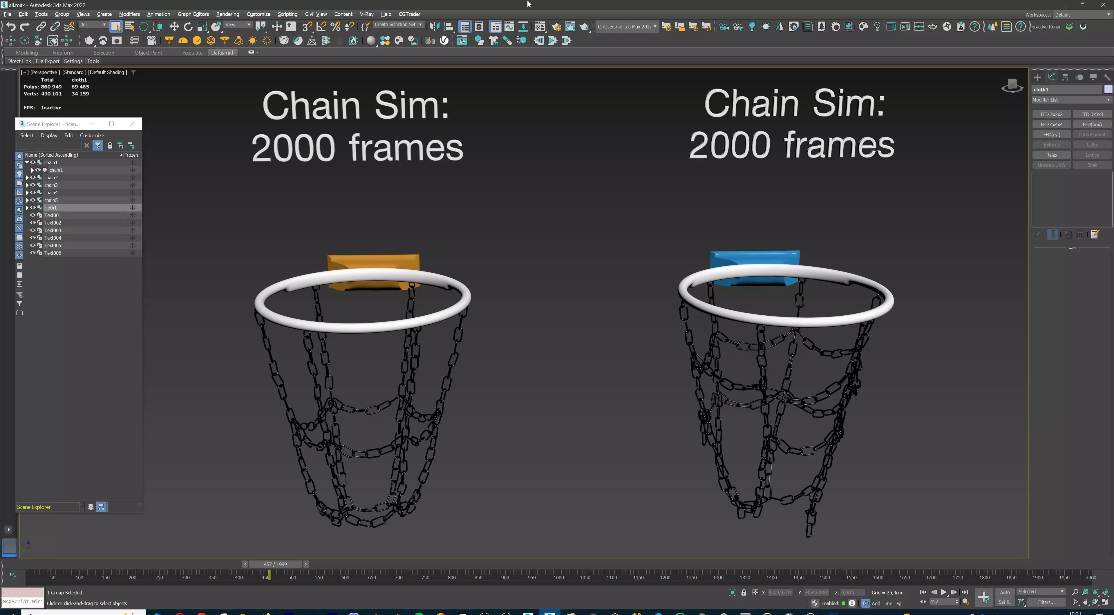 Basketball hoop net chain and cloth animation 10 assets Low-poly 3D model_35