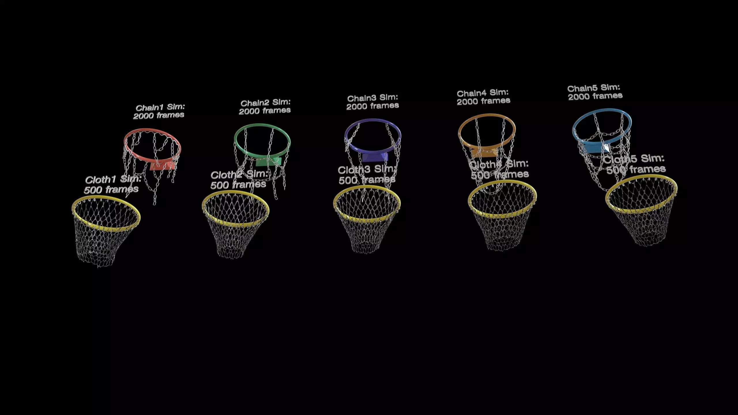 Basketball hoop net chain and cloth animation 10 assets Low-poly 3D model_27