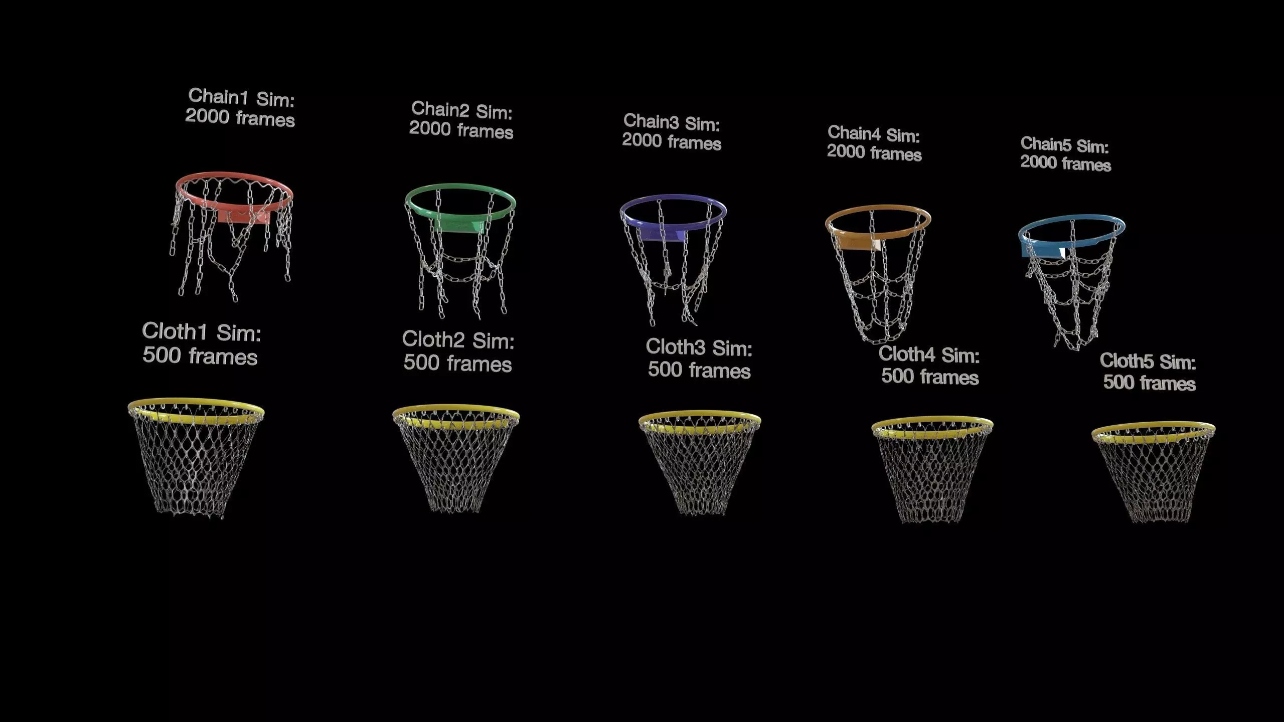 Basketball hoop net chain and cloth animation 10 assets Low-poly 3D model_22