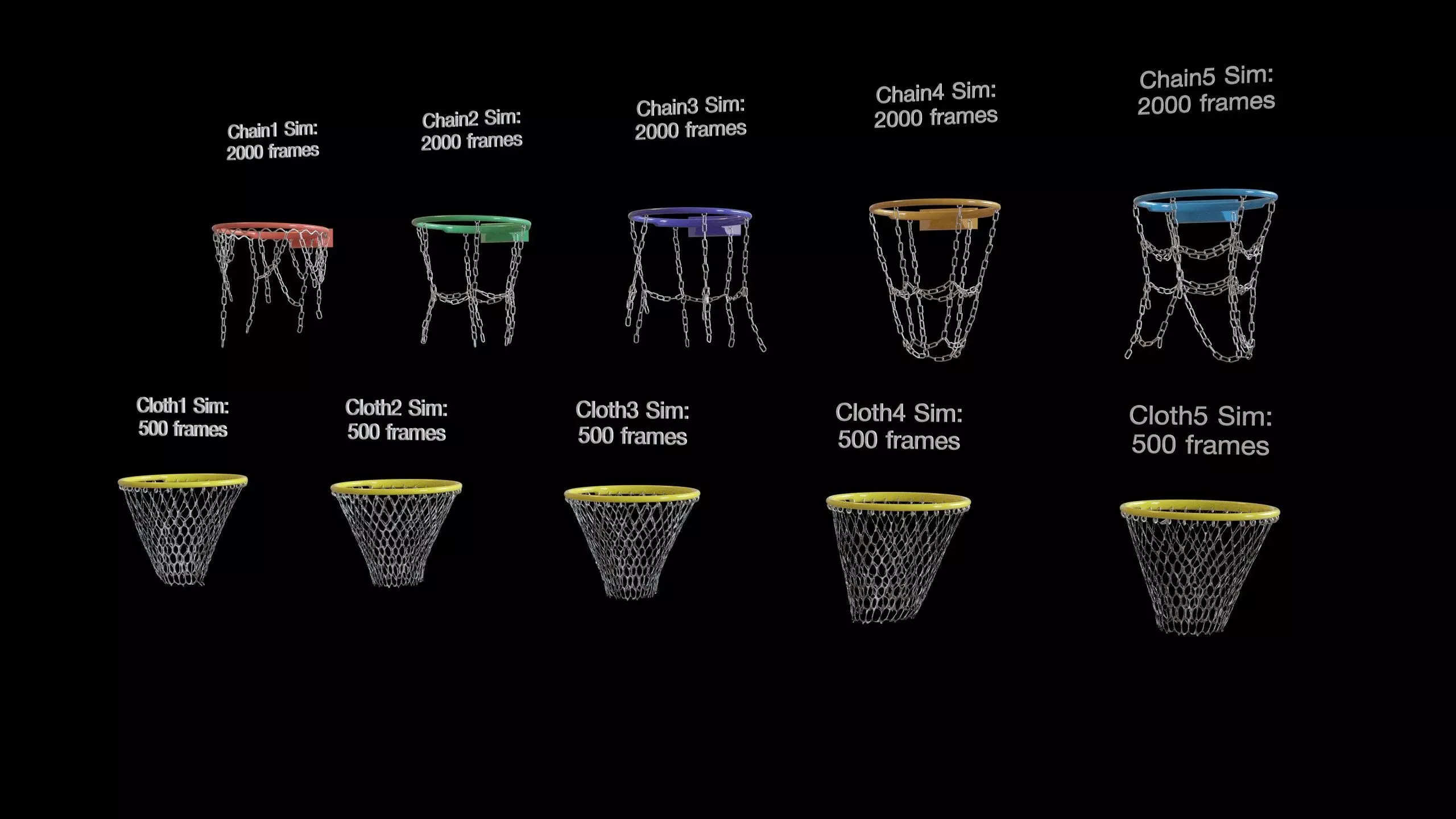 Basketball hoop net chain and cloth animation 10 assets Low-poly 3D model_30