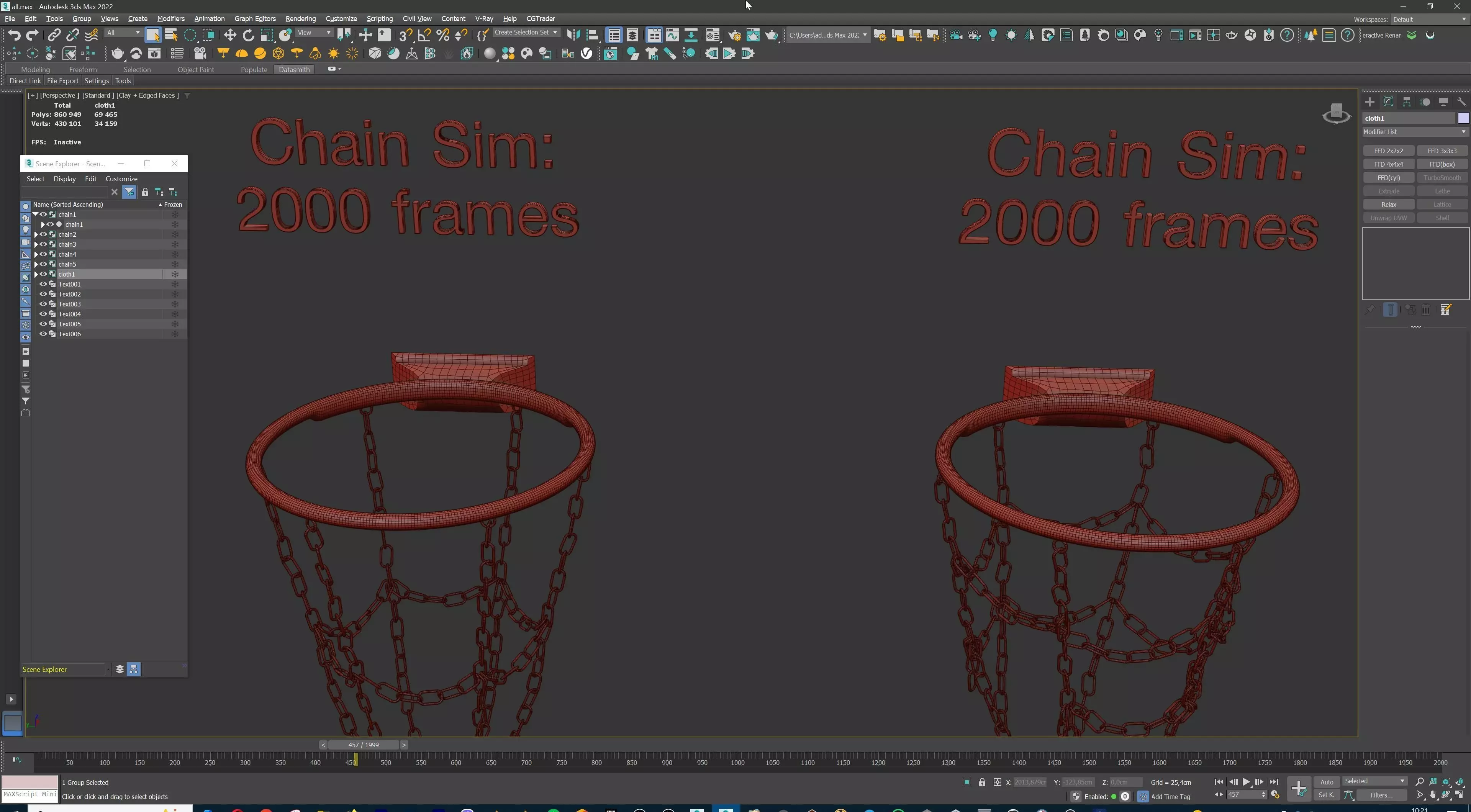 Basketball hoop net chain and cloth animation 10 assets Low-poly 3D model_36