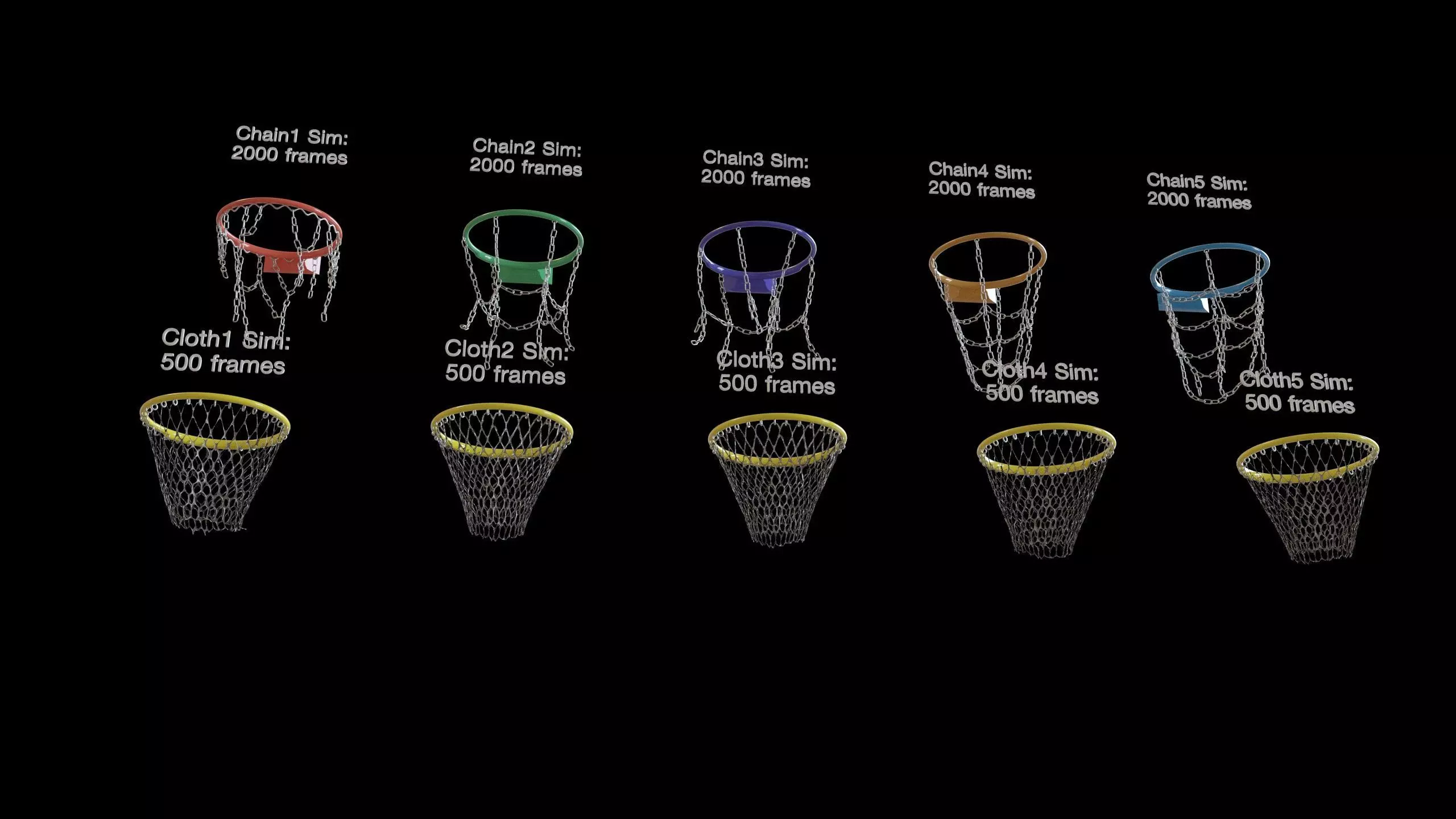 Basketball hoop net chain and cloth animation 10 assets Low-poly 3D model_24