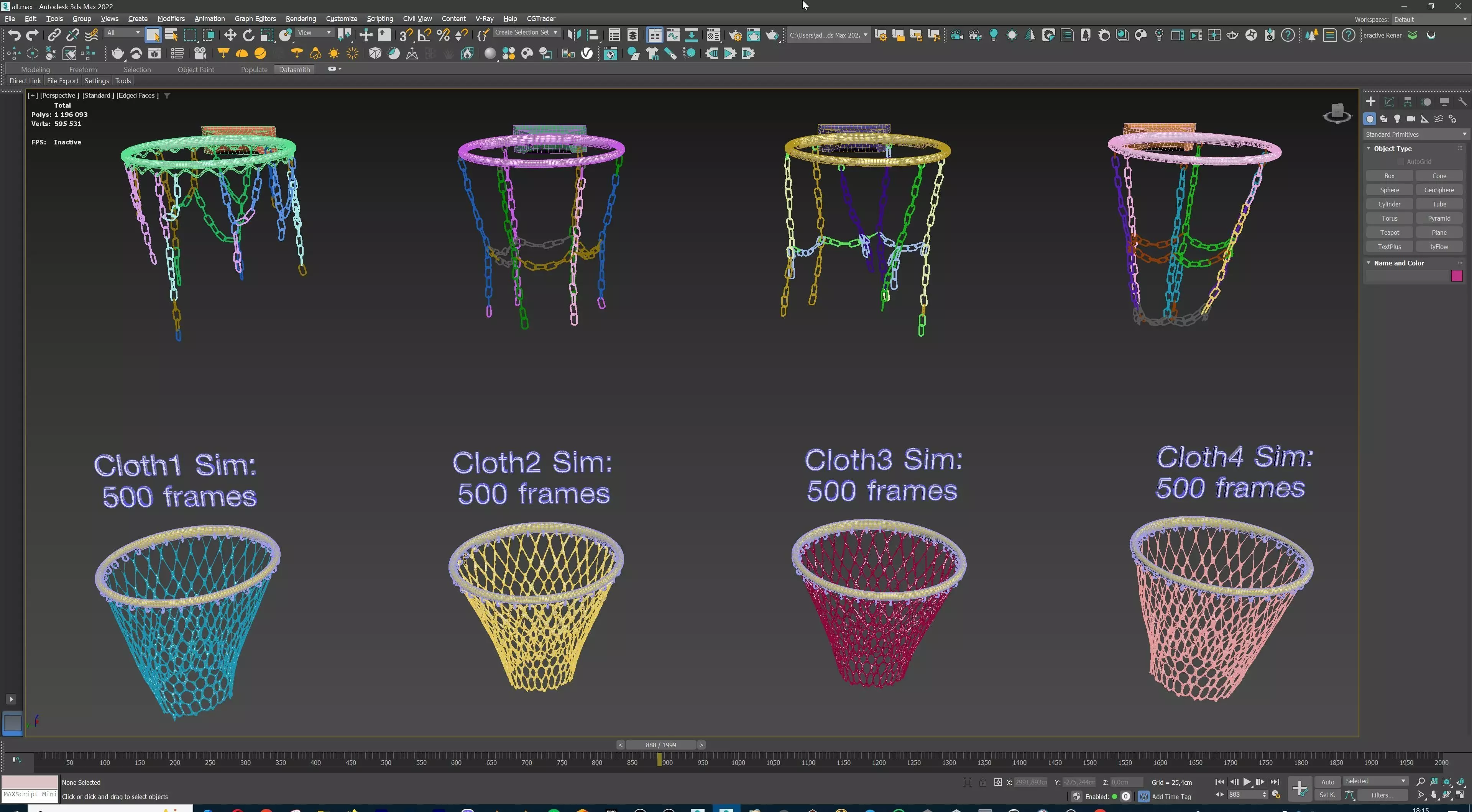 Basketball hoop net chain and cloth animation 10 assets Low-poly 3D model_42