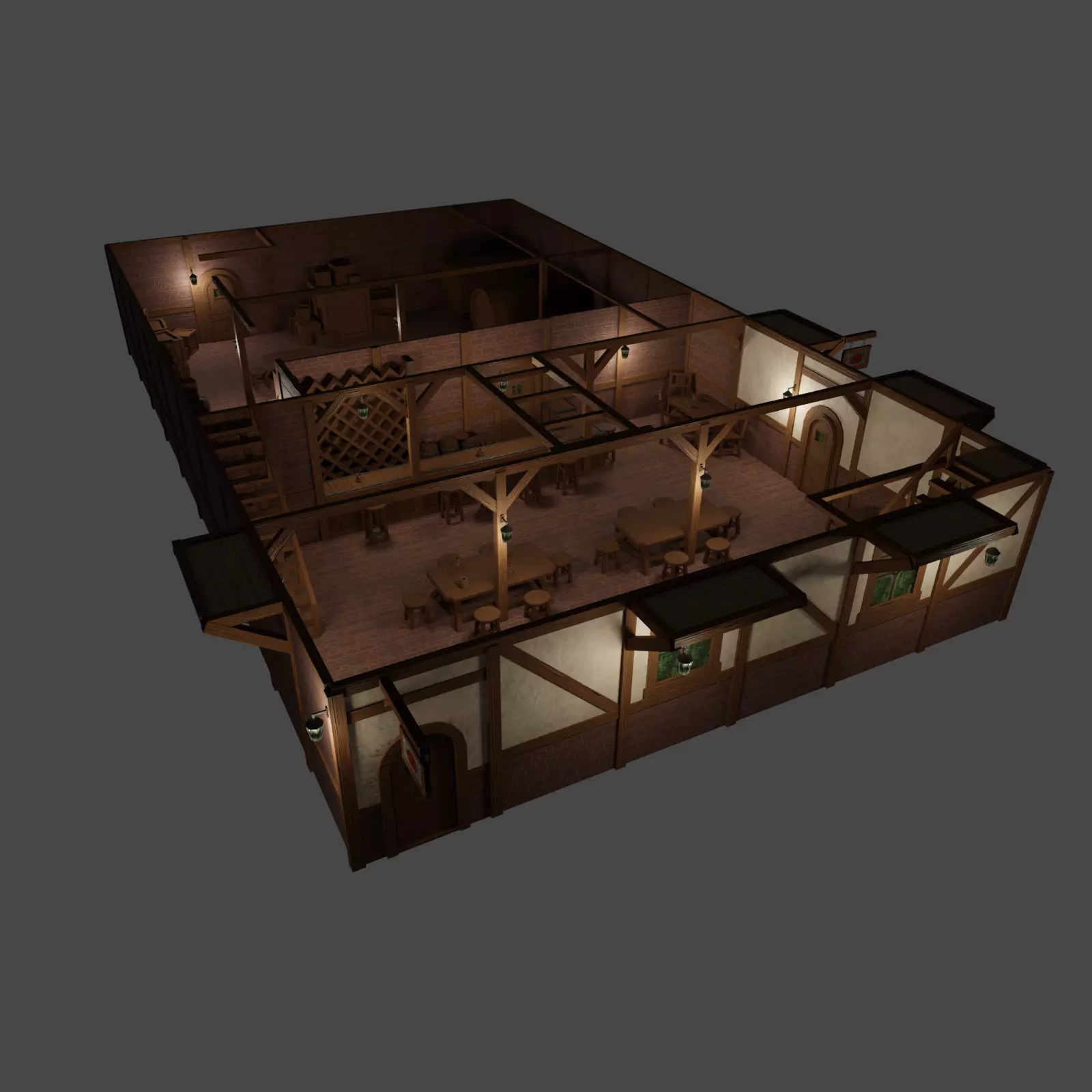 Medieval House Pack  Modular Low Poly Buildings Low-poly 3D model_1