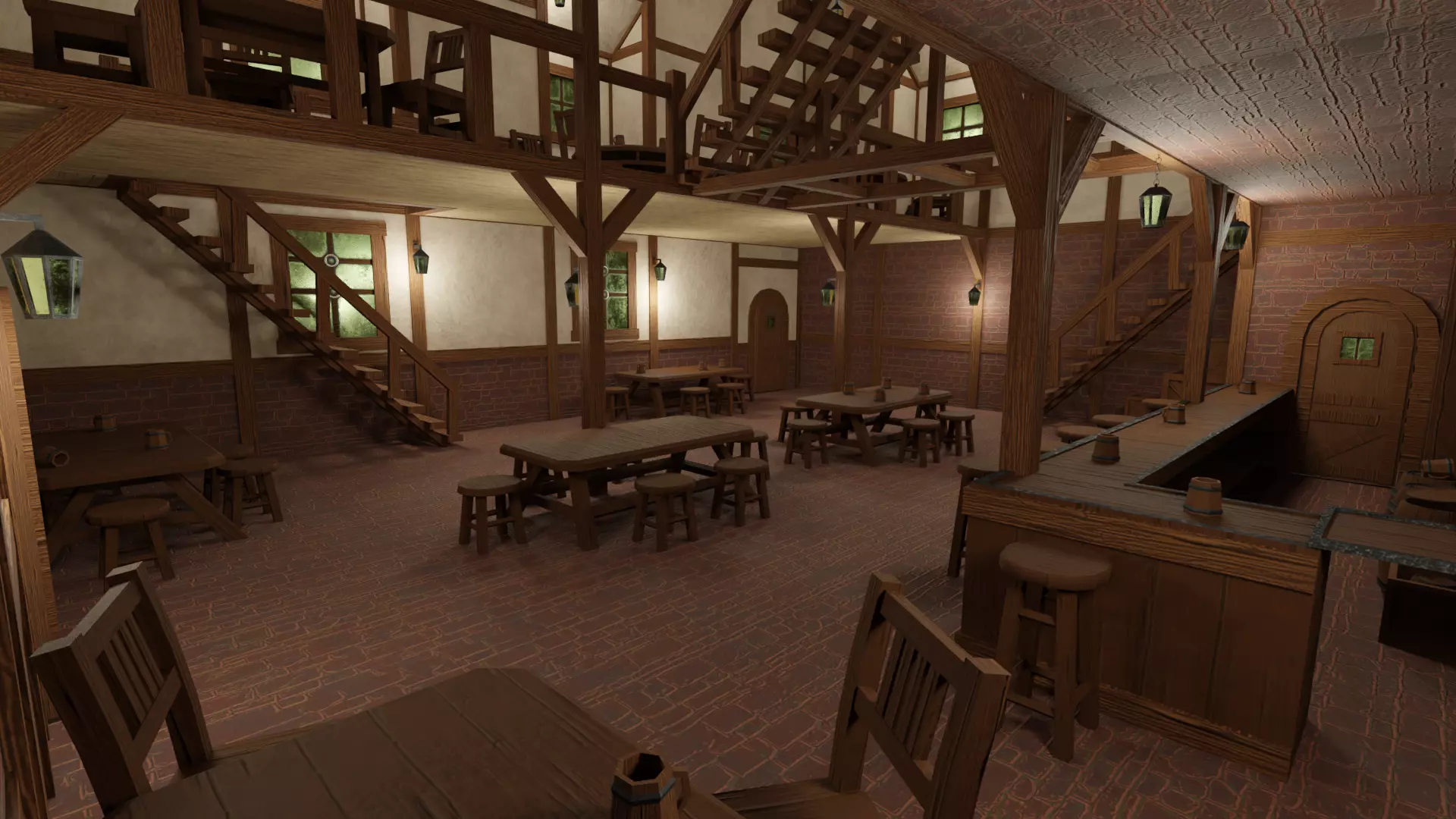 Medieval House Pack  Modular Low Poly Buildings Low-poly 3D model_4