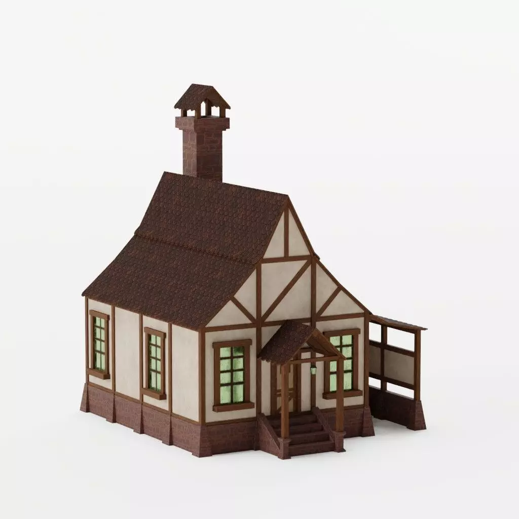 Medieval House Pack  Modular Low Poly Buildings Low-poly 3D model_13