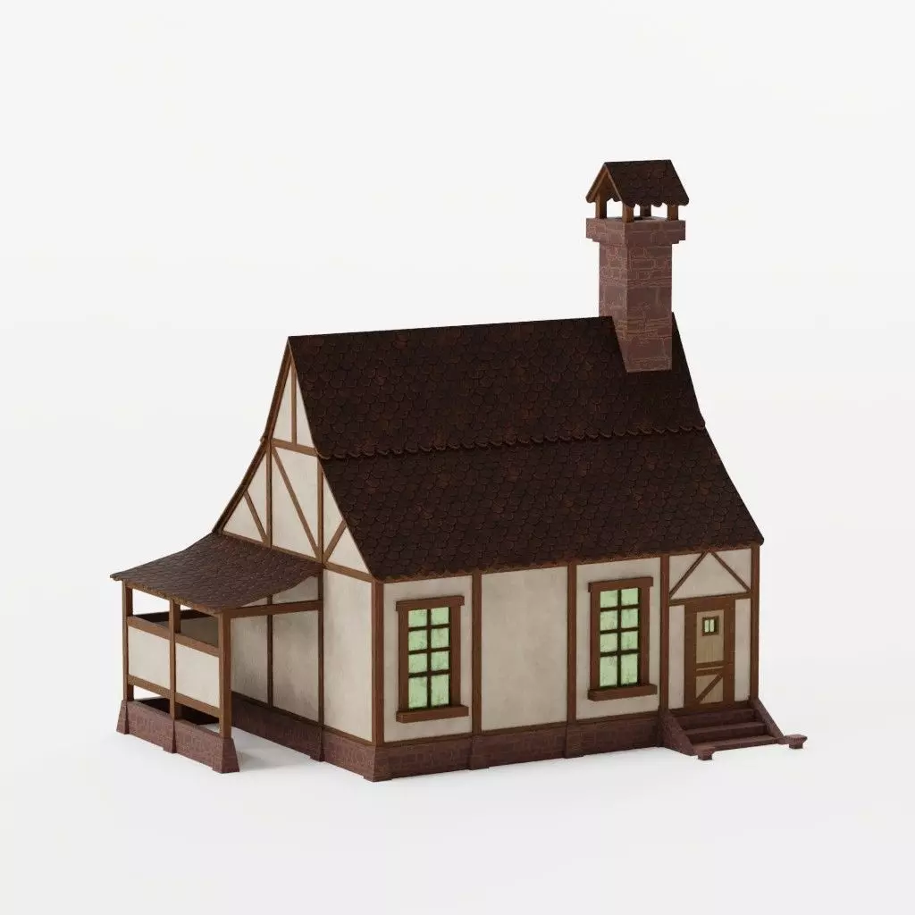 Medieval House Pack  Modular Low Poly Buildings Low-poly 3D model_12