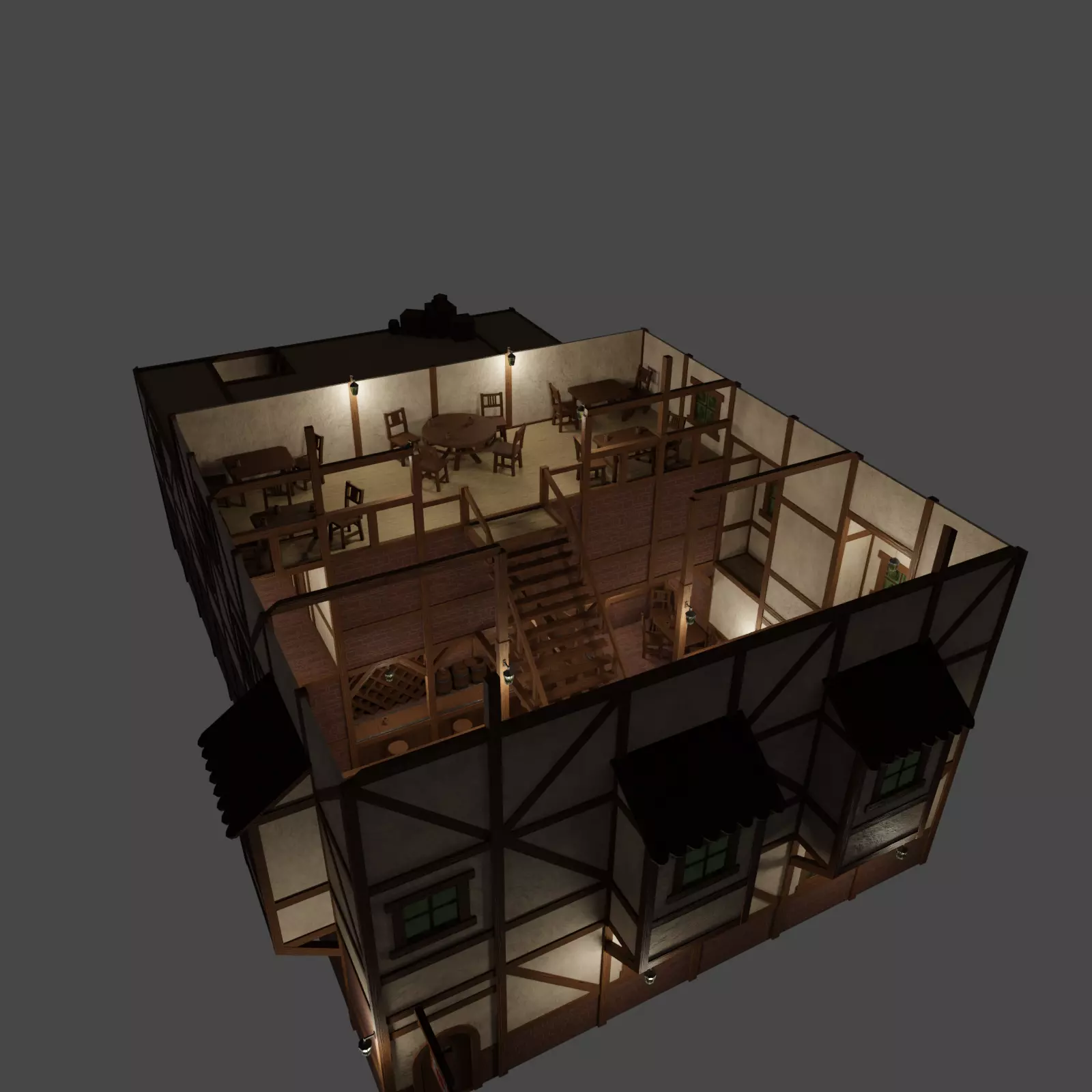 Medieval House Pack  Modular Low Poly Buildings Low-poly 3D model_3