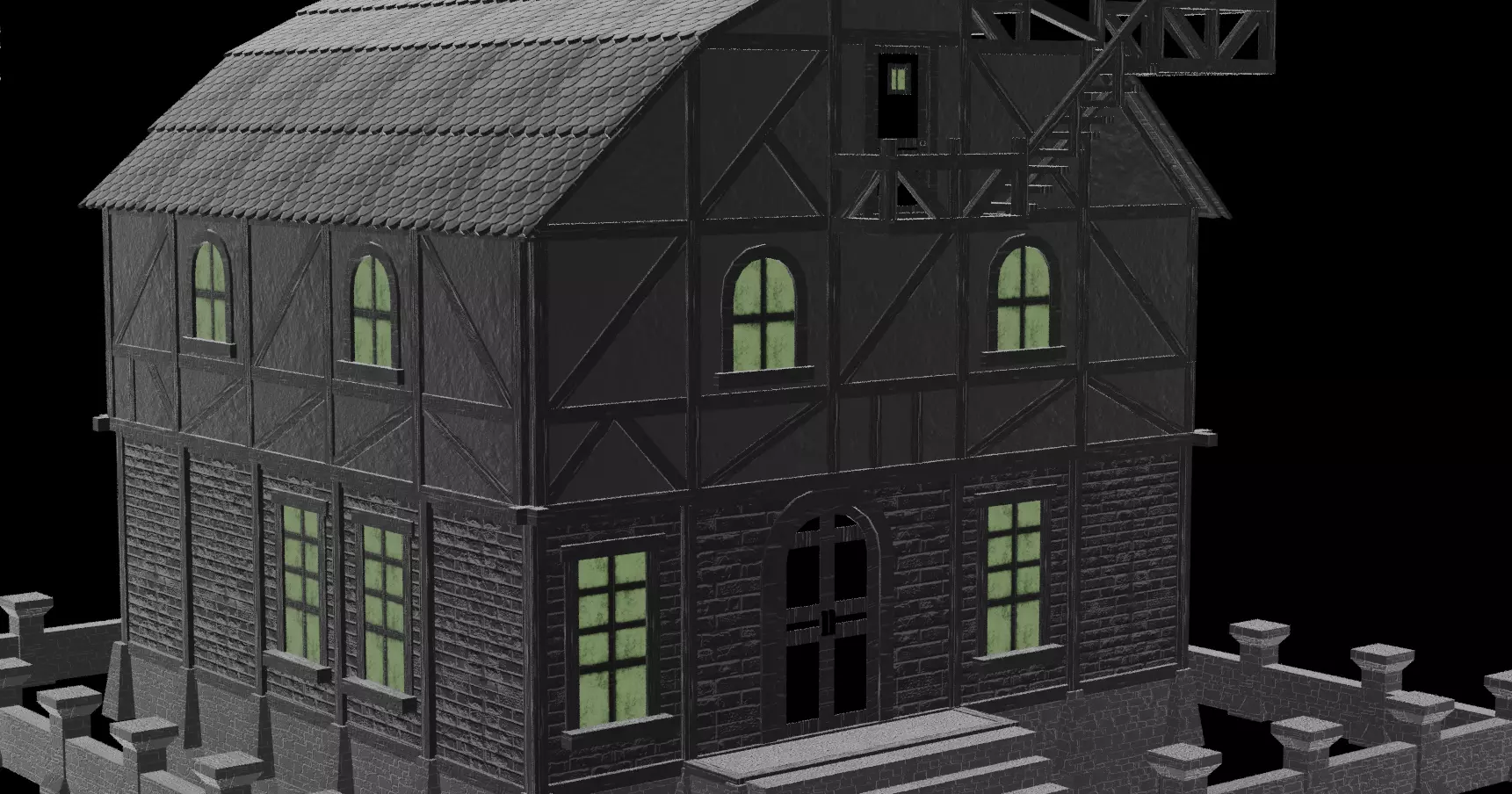 Medieval House Pack  Modular Low Poly Buildings Low-poly 3D model_7