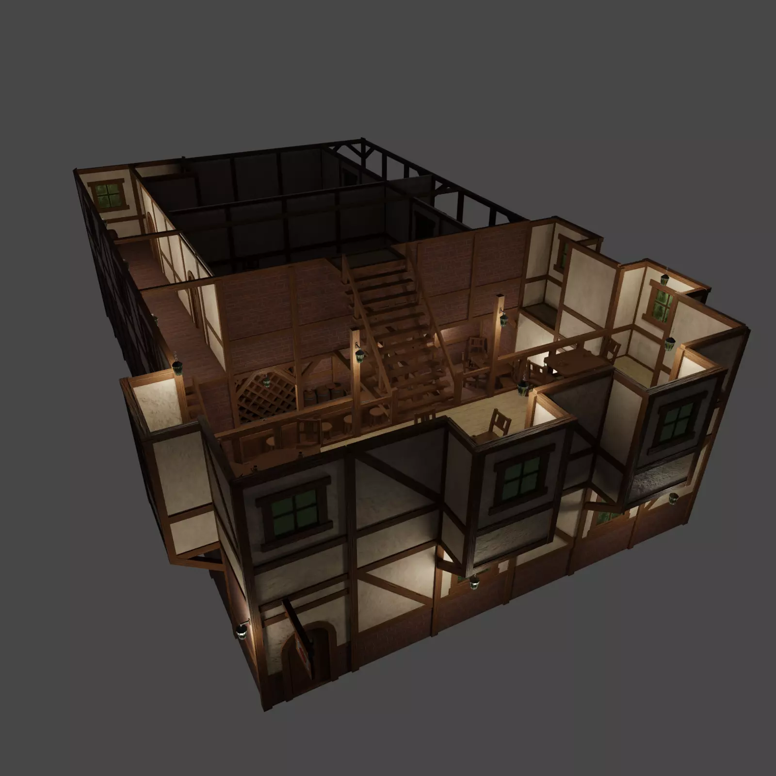 Medieval House Pack  Modular Low Poly Buildings Low-poly 3D model_2