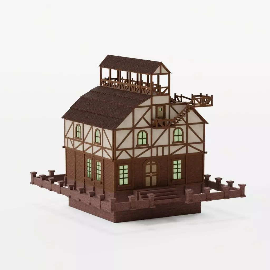 Medieval House Pack  Modular Low Poly Buildings Low-poly 3D model_9
