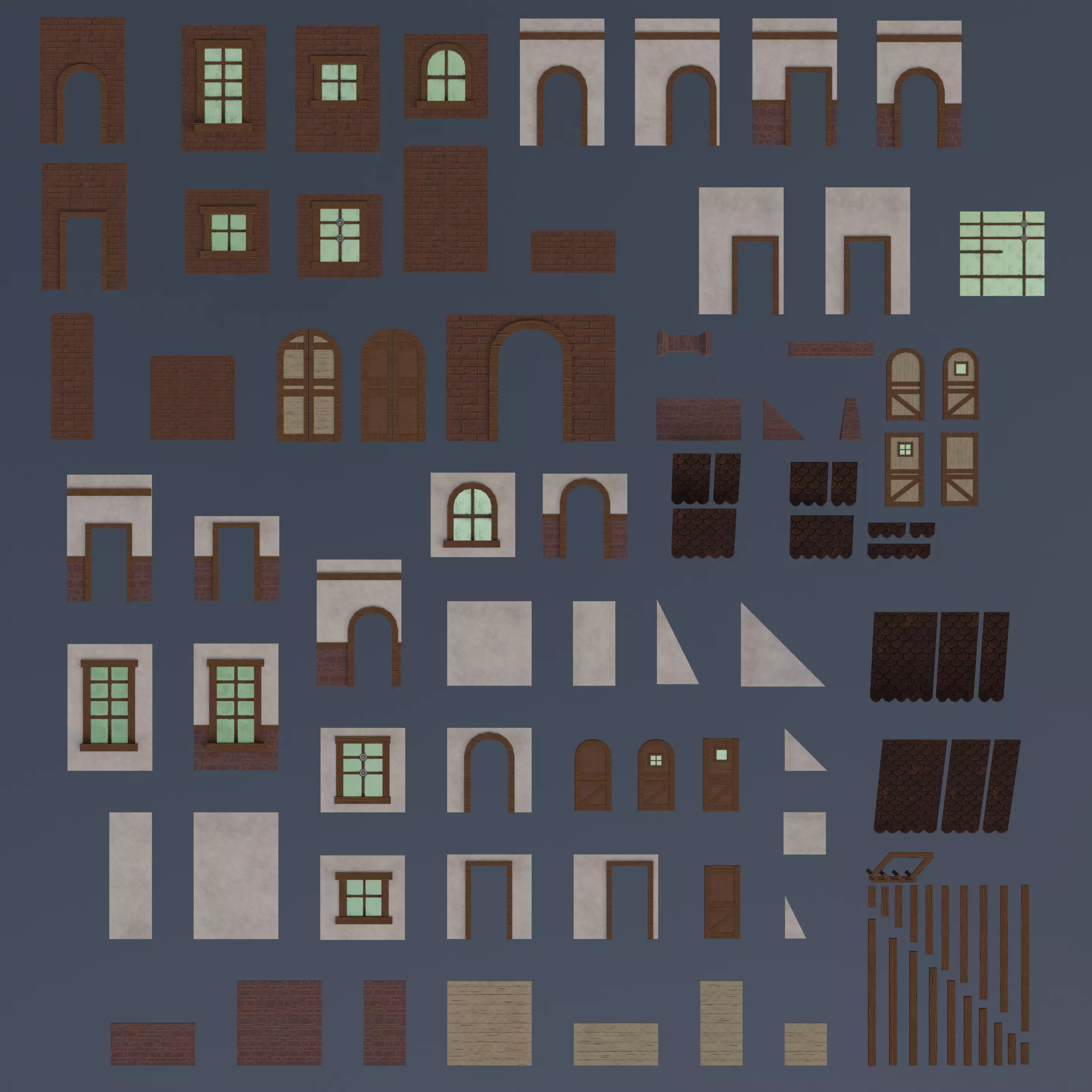 Medieval House Pack  Modular Low Poly Buildings Low-poly 3D model_15