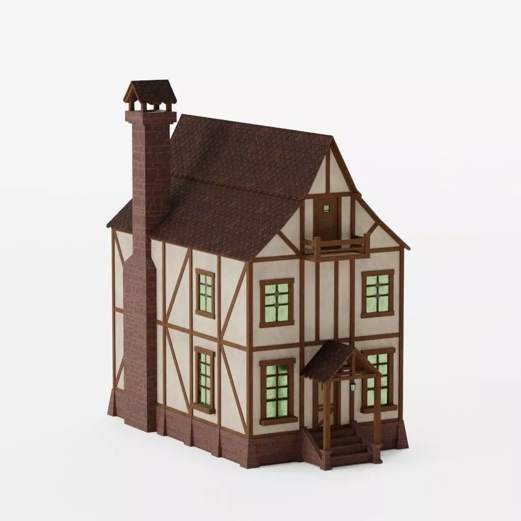 Medieval House Pack  Modular Low Poly Buildings Low-poly 3D model_10
